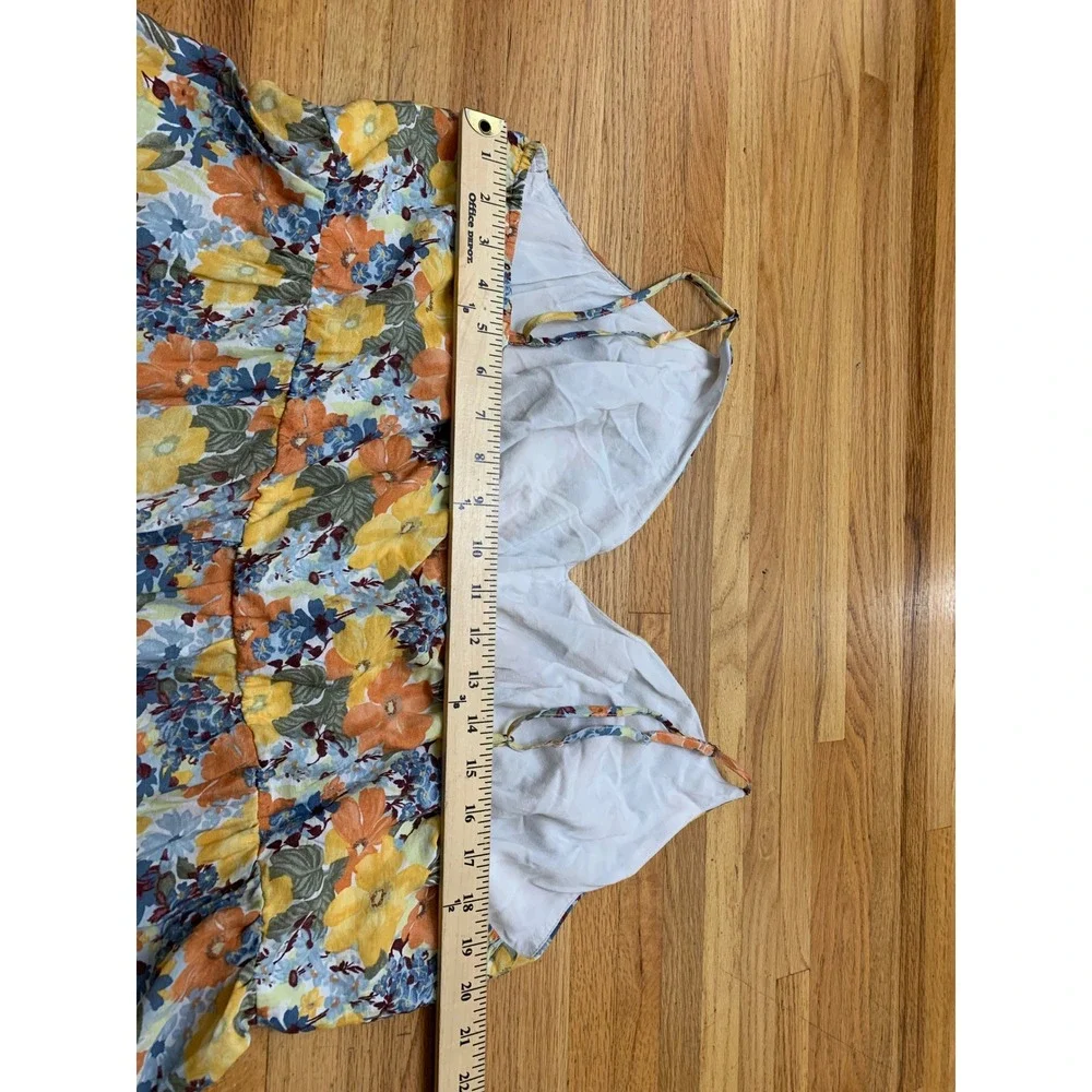 Abercrombie & Fitch Floral Cut-Out Maxi Dress XXL Orange Yellow Blue Tiered